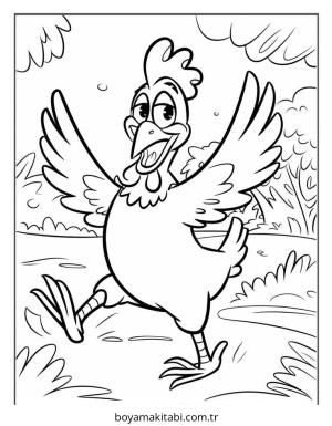 Tavuk boyama sayfası – sanatsal çalışma, çocuklar için