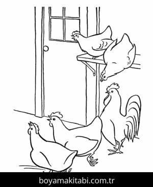 Tavuk boyama sayfası – çocuklar için, çizgi film temalı