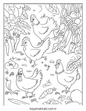 Tavuk boyama sayfası – yaratıcılığı geliştirir, keyifli zaman