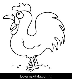 Tavuk boyama sayfası – çizgi film temalı, basit çizim