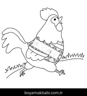 Tavuk boyama sayfası – basit çizim, kolay boyama