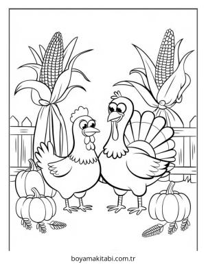 Tavuk boyama sayfası – renkli çizimler, okul öncesi