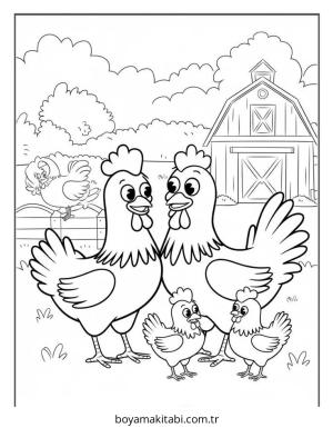Tavuk boyama sayfası – el becerilerini geliştirir, boyama çalışması