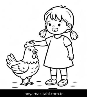 Tavuk boyama sayfası – sevimli karakter, sanatsal çalışma