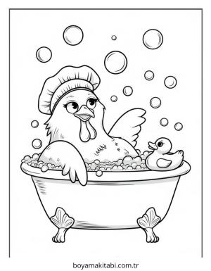 Tavuk boyama sayfası – sevimli karakter, sanatsal çalışma