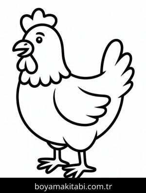 Tavuk boyama sayfası – basit çizim, kolay boyama