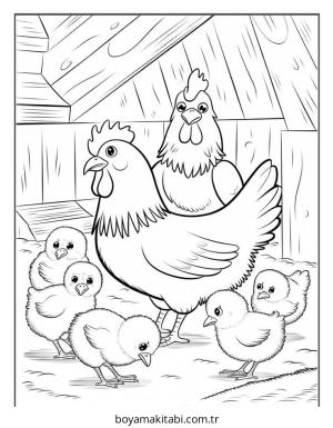 Tavuk boyama sayfası – eğlenceli etkinlik, el becerilerini geliştirir