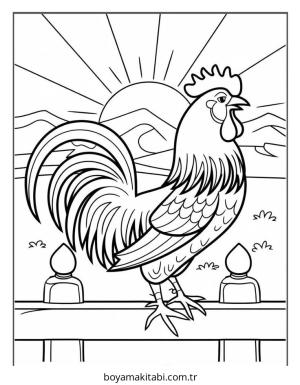 Tavuk boyama sayfası – kolay boyama, eğitici aktivite