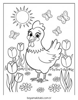 Tavuk boyama sayfası – keyifli zaman, renkli çizimler