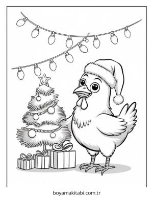 Tavuk boyama sayfası – basit çizim, kolay boyama