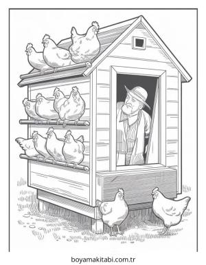 Tavuk boyama sayfası – eğitici aktivite, yaratıcılık