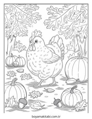 Tavuk boyama sayfası – çocuklar için, çizgi film temalı
