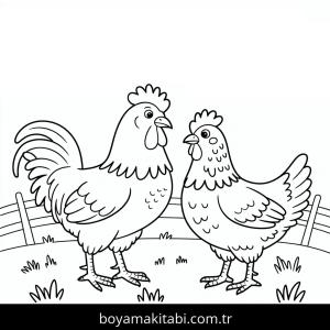 Tavuklar boyama sayfası – boyama etkinliği, çocuk aktivitesi