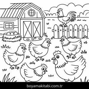 Tavuklar boyama sayfası – yaratıcılık, eğlenceli etkinlik