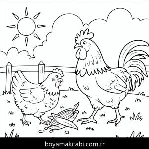 Tavuklar boyama sayfası – ücretsiz yazdır, boyama etkinliği