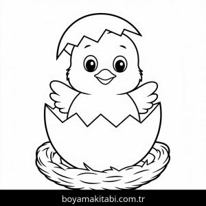 Tavuklar boyama sayfası – basit çizim, kolay boyama