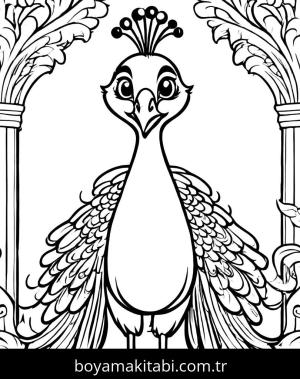 Tavus Kuşu boyama sayfası,  coloring page, ince çizgili, eğlenceli, benzersiz