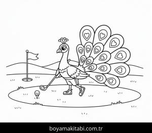 Tavus Kuşu boyama sayfası – sevimli karakter, sanatsal çalışma