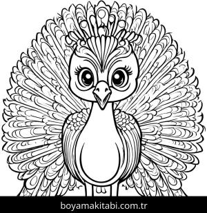 Tavus Kuşu boyama sayfası,  coloring page, tatlı, oyunlu, klasik