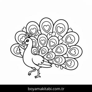 Tavus Kuşu boyama sayfası – kolay boyama, eğitici aktivite