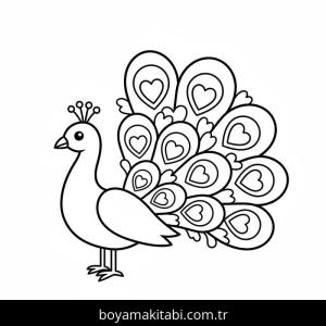 Tavus Kuşu boyama sayfası – çocuk aktivitesi, PDF indir
