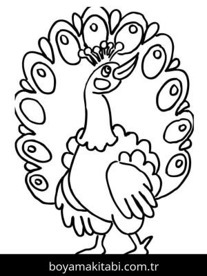 Tavus Kuşu boyama sayfası – PDF indir, sevimli karakter