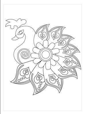 Tavus Kuşu boyama sayfası,  coloring page, Rangoli Tavus Kuşu, 