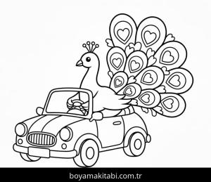 Tavus Kuşu boyama sayfası – el becerilerini geliştirir, boyama çalışması