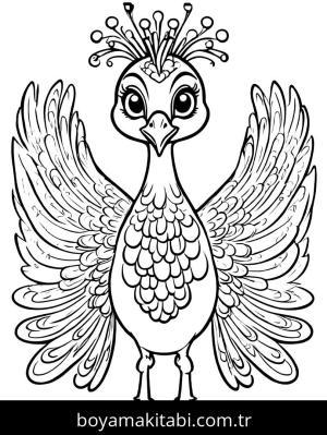 Tavus Kuşu boyama sayfası,  coloring page, çerçeveli, masalsı, harika