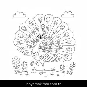 Tavus Kuşu boyama sayfası – yaratıcılık, eğlenceli etkinlik