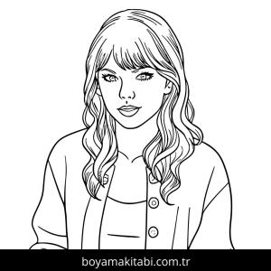 Taylor Swift boyama sayfası – sevimli karakter, sanatsal çalışma