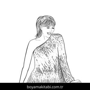 Taylor Swift boyama sayfası – evde etkinlik, ücretsiz yazdır