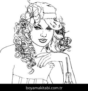 Taylor Swift boyama sayfası – kolay boyama, eğitici aktivite