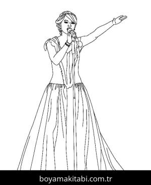 Taylor Swift boyama sayfası – basit çizim, kolay boyama
