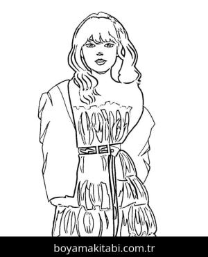 Taylor Swift boyama sayfası – eğitici aktivite, yaratıcılık