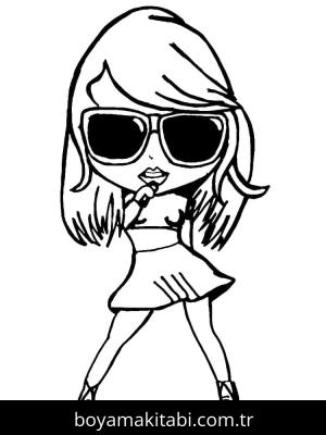 Taylor Swift boyama sayfası – boyama etkinliği, çocuk aktivitesi