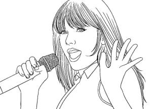 Taylor Swift boyama sayfası,  coloring page, Taylor Swift şarkı söylüyor, 