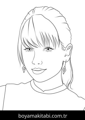 Taylor Swift boyama sayfası – eğlenceli etkinlik, el becerilerini geliştirir