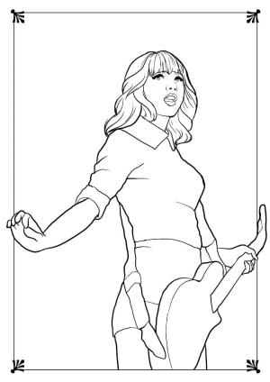 Taylor Swift boyama sayfası,  coloring page, Taylor Swift Gitar Çalıyor, 