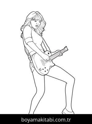 Taylor Swift boyama sayfası – renkli çizimler, okul öncesi