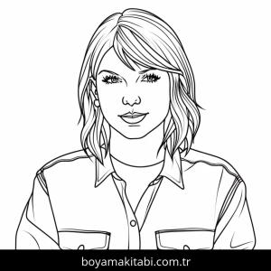 Taylor Swift boyama sayfası – çocuk aktivitesi, PDF indir