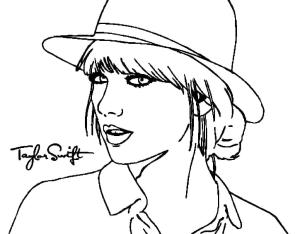 Taylor Swift boyama sayfası,  coloring page, Şapkalı Taylor Swift, 