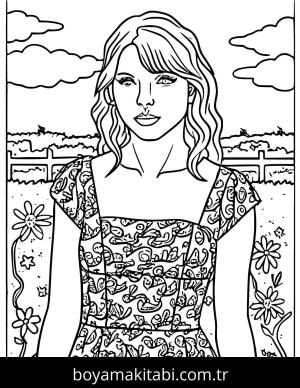 Taylor Swift boyama sayfası – eğitici aktivite, yaratıcılık