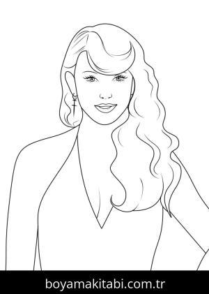 Taylor Swift boyama sayfası – kolay boyama, eğitici aktivite