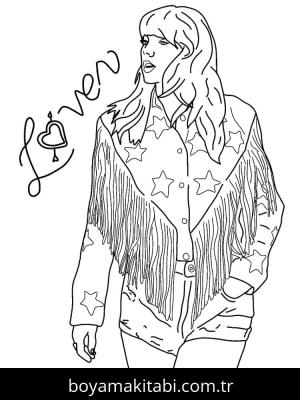 Taylor Swift boyama sayfası – sanatsal çalışma, çocuklar için