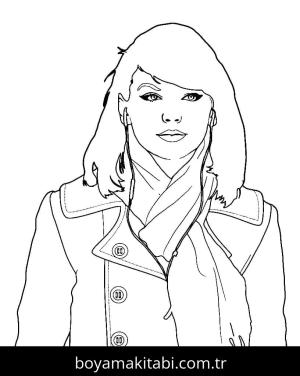 Taylor Swift boyama sayfası – çizgi film temalı, basit çizim