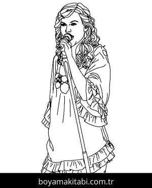 Taylor Swift boyama sayfası – basit çizim, kolay boyama