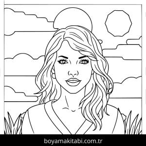 Taylor Swift boyama sayfası – boyama çalışması, yaratıcılığı geliştirir