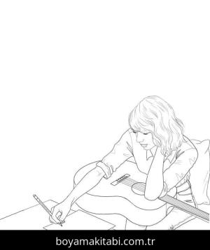 Taylor Swift boyama sayfası – boyama çalışması, yaratıcılığı geliştirir