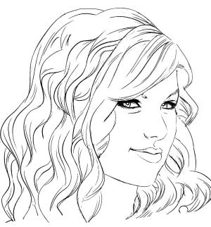 Taylor Swift boyama sayfası,  coloring page, Gülümseyen Taylor Swift, 